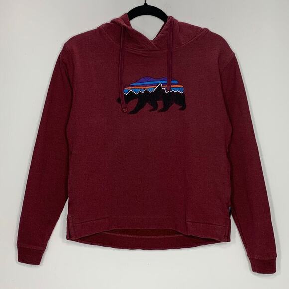 Patagonia Fitz Roy Bear Uprisal Hoodie Women Small Maroon 39556 EUC - Picture 3 of 7